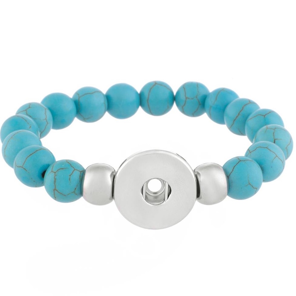 Snap Button Jewelry Turquoise Bead Bracelet